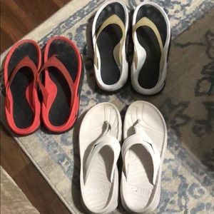 Three Pairs Size 11 Hoka Flip Flops